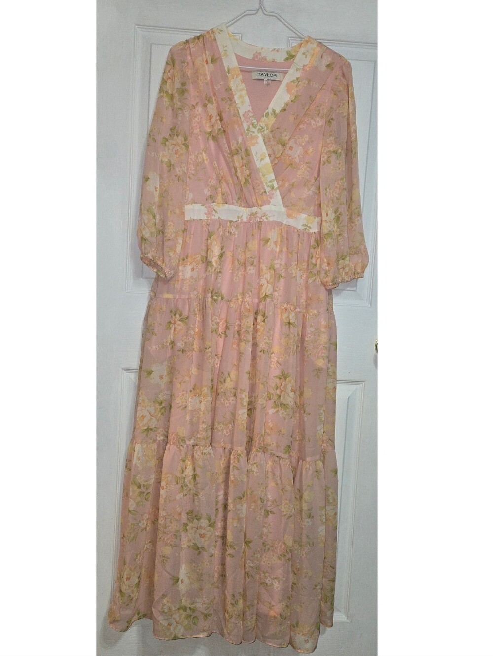 Taylor Blush Pink Floral Tiered Maxi Dress